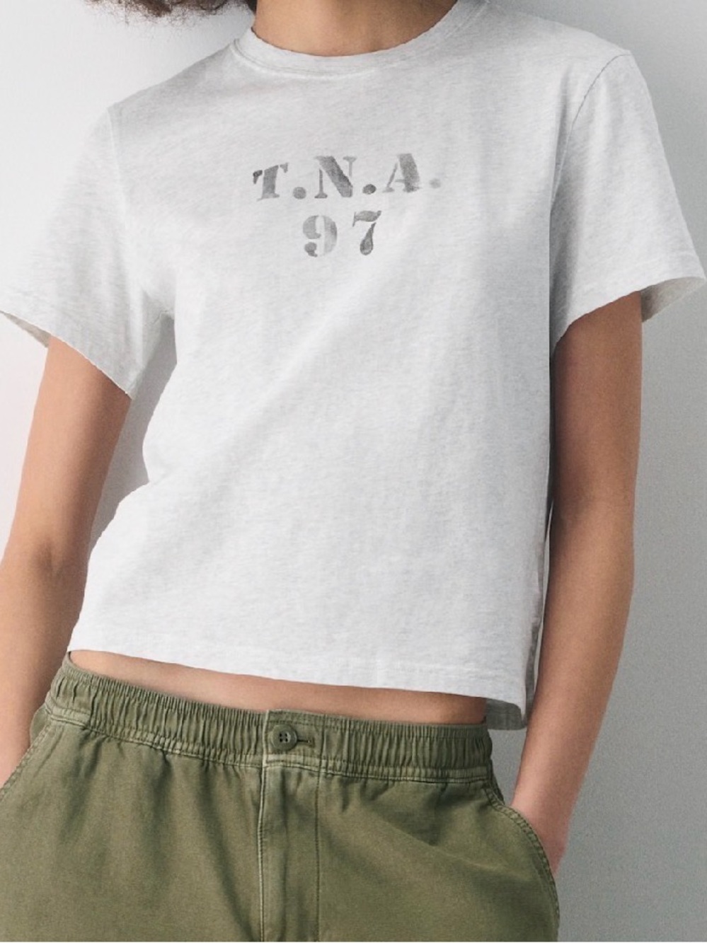 TNA Light Gray Graphic Tee with T.N.A. 97 Print